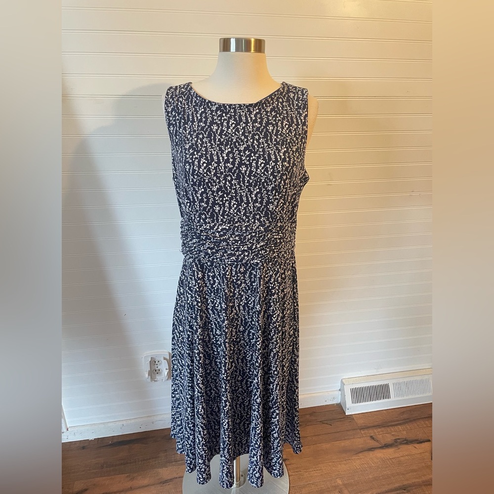 Jessica Howard Blue White Floral Midi Dress Women’s Size 12